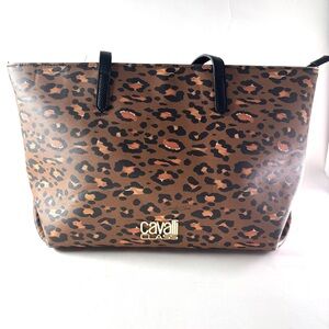 Vintage Cavalli Class Leopard Print Tote Bag | Y2K Italian Designer Carryall